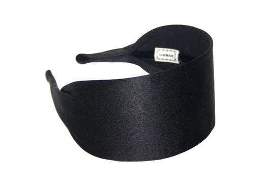 Black Satin flat headband with thin ends, plastic free... NEW