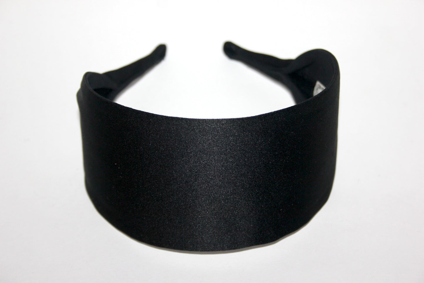 Black Satin flat headband with thin ends, plastic free... NEW