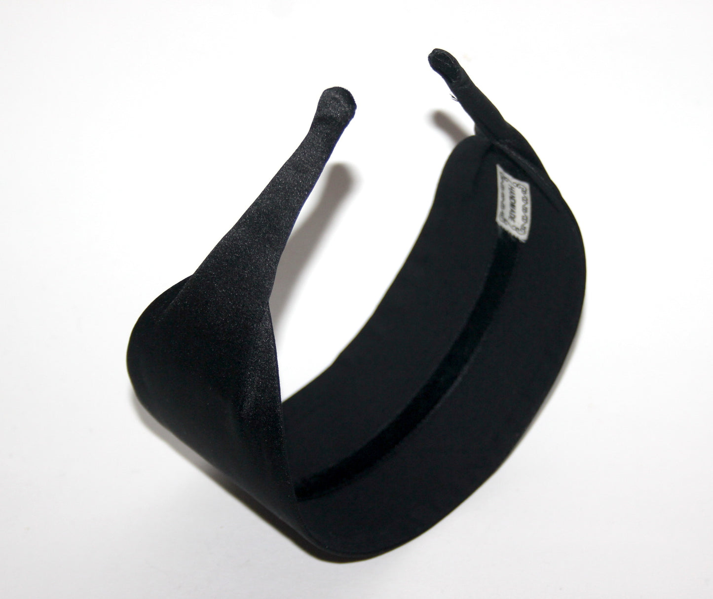 Black Satin flat headband with thin ends, plastic free... NEW