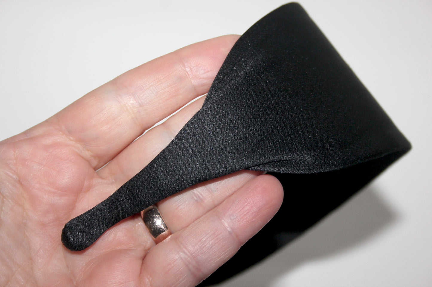 Black Satin flat headband with thin ends, plastic free... NEW