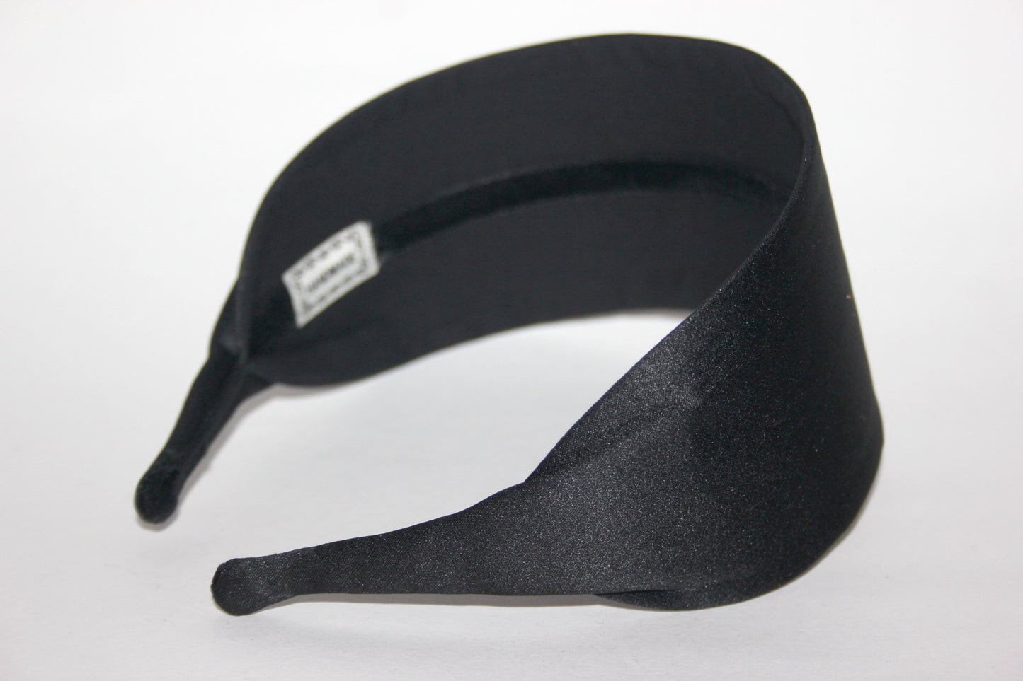 Black Satin flat headband with thin ends, plastic free... NEW