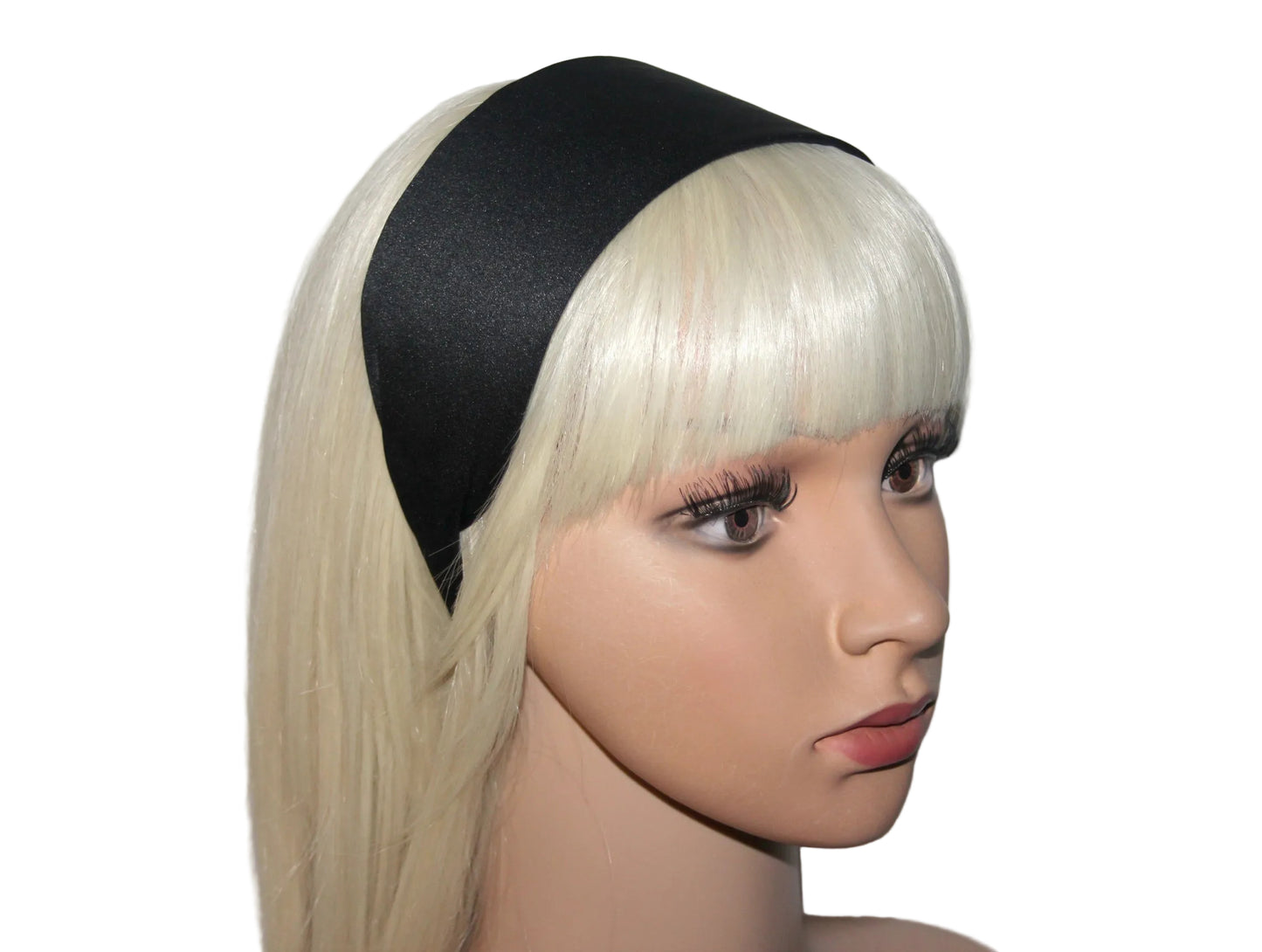 Black Satin flat headband with thin ends, plastic free... NEW