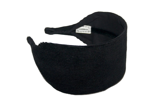 Black medium corduroy flat headband with thin ends, plastic free... NEW
