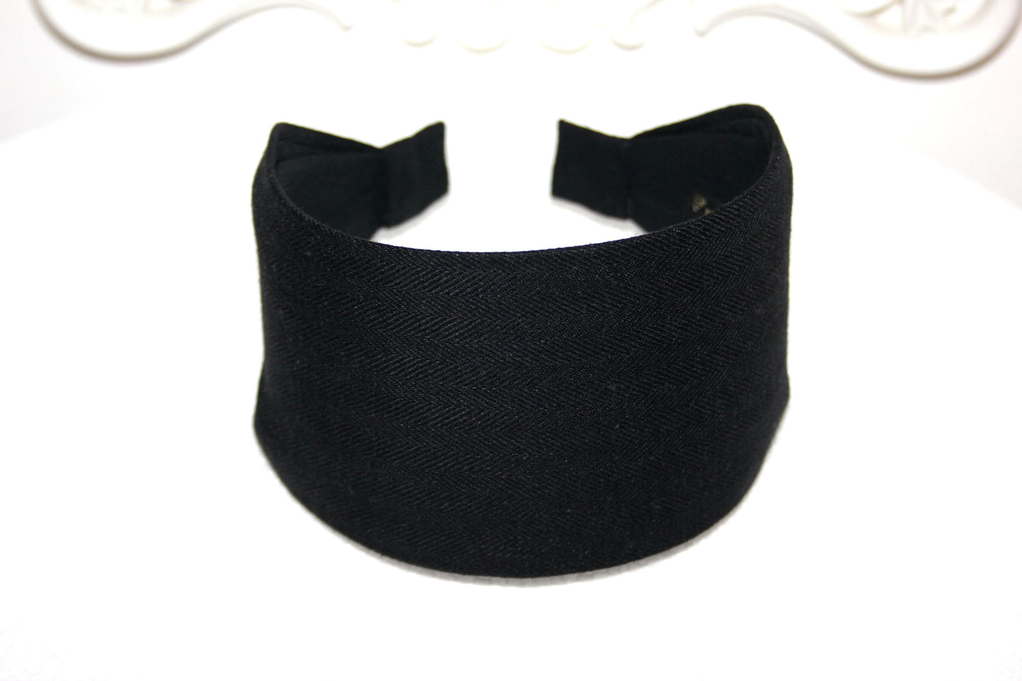 Herringbone Linen headband women Black hairband bandana