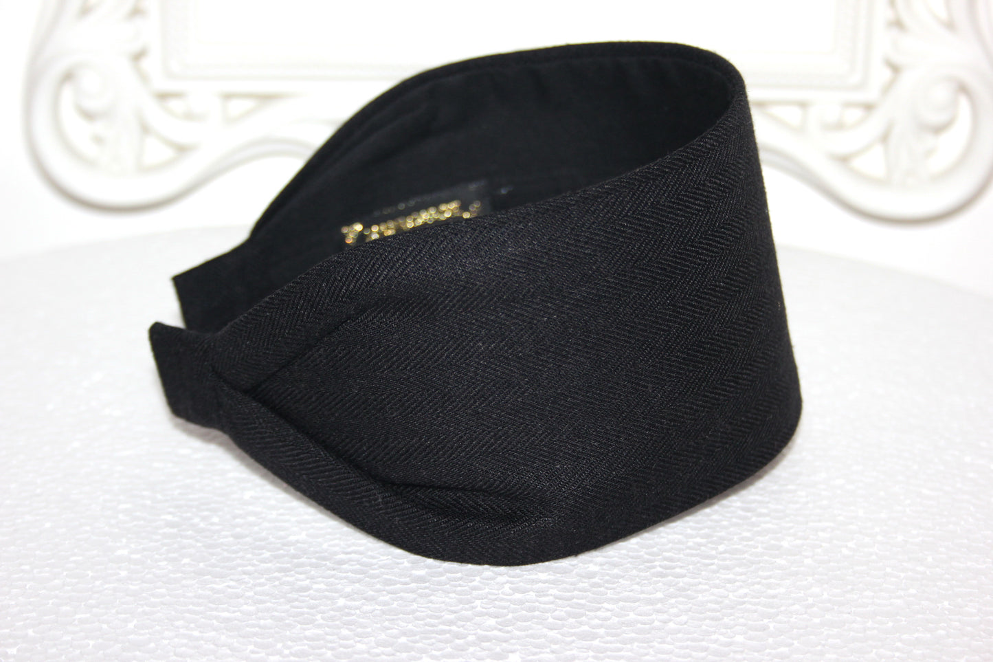 Herringbone Linen headband women Black hairband bandana