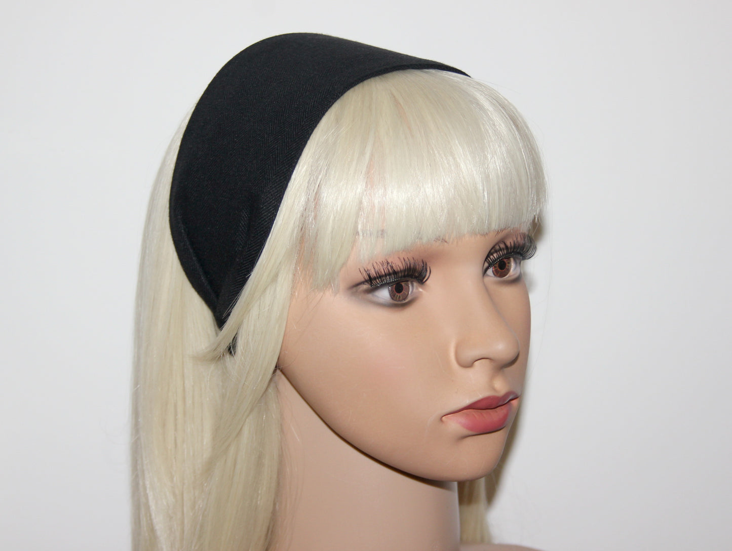 Herringbone Linen headband women Black hairband bandana