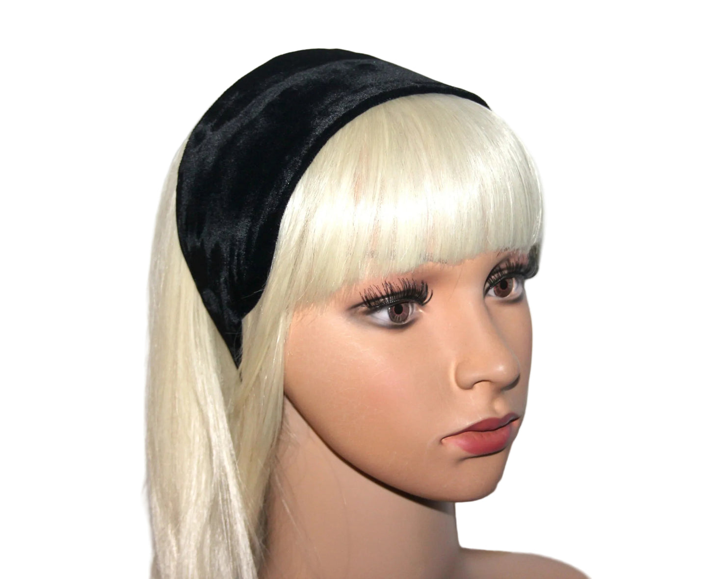 Silk velvet flat headband with thin ends, plastic free... NEW