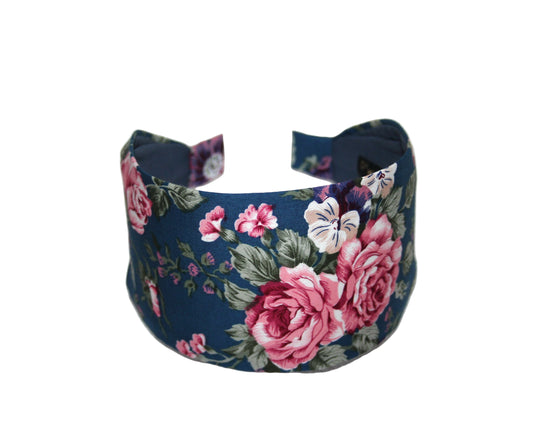 Boho headband for women Dark Blue Cotton fabric hairband