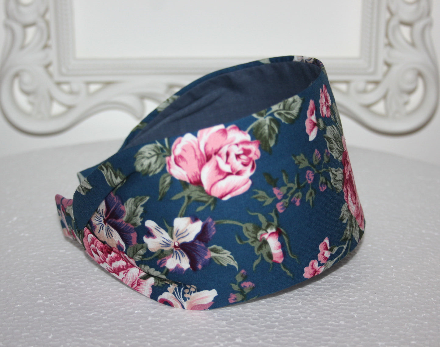 Boho headband for women Dark Blue Cotton fabric hairband
