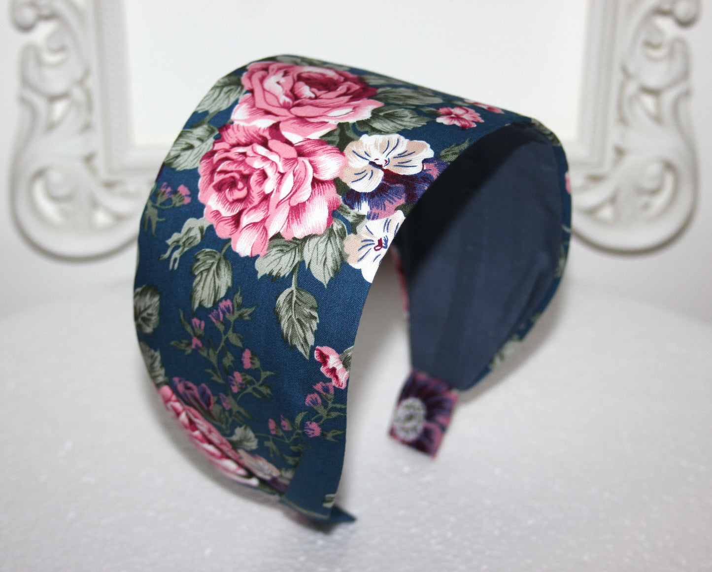 Boho headband for women Dark Blue Cotton fabric hairband
