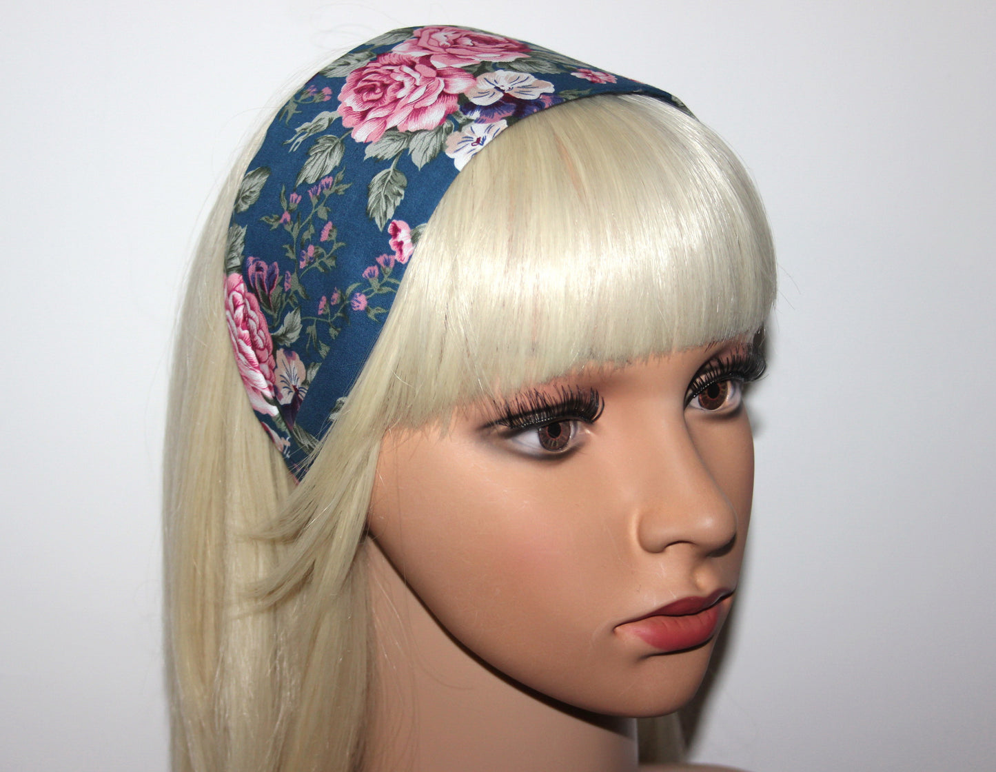Boho headband for women Dark Blue Cotton fabric hairband