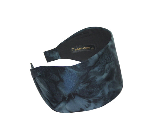 Dark Bluish Gray ombre headband for women Extra wide batik hairband