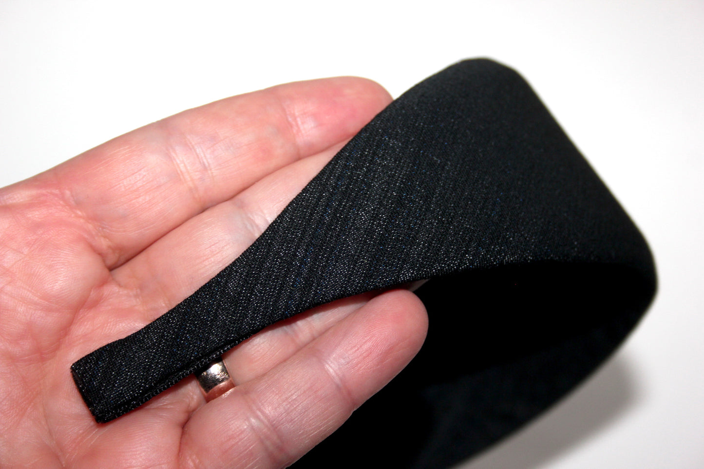 Black melange stripe denim headband, plastic free... NEW