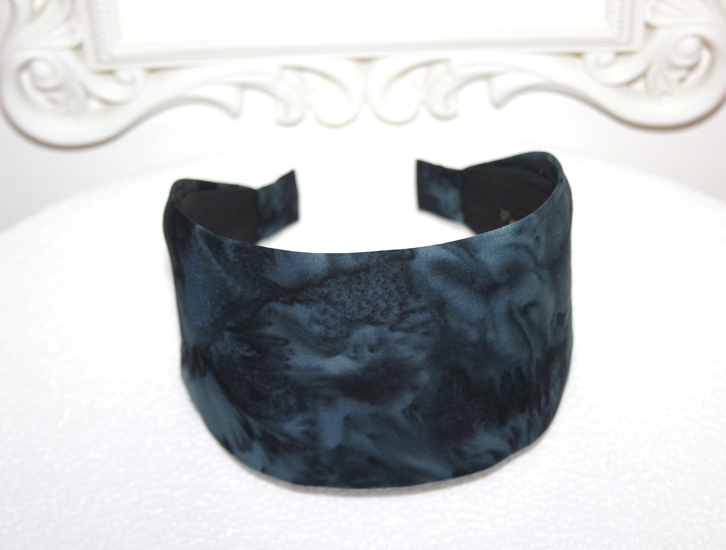 Dark Bluish Gray ombre headband for women Extra wide batik hairband