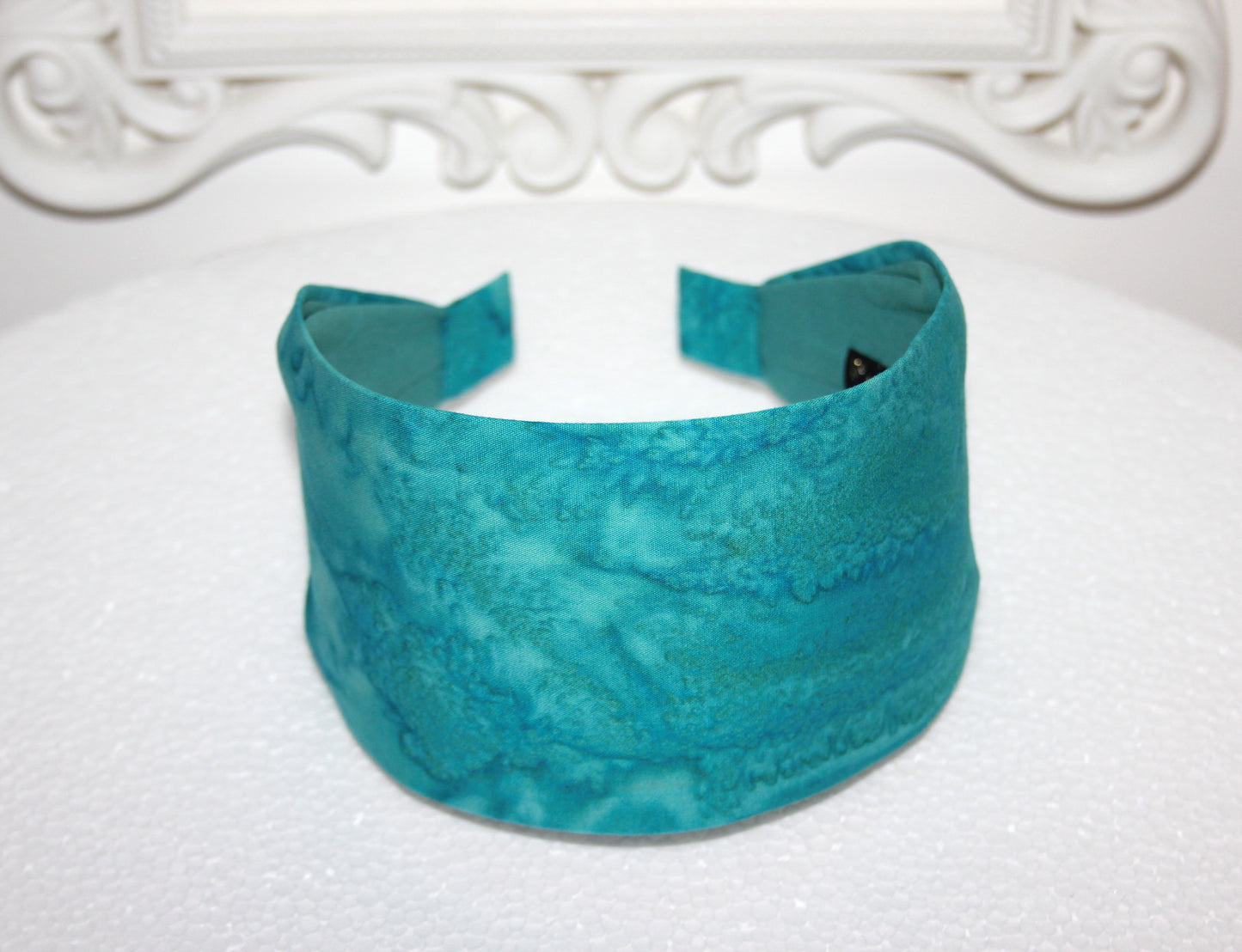 Turquoise Ombre Batik wide cotton hairband bandana abstract print