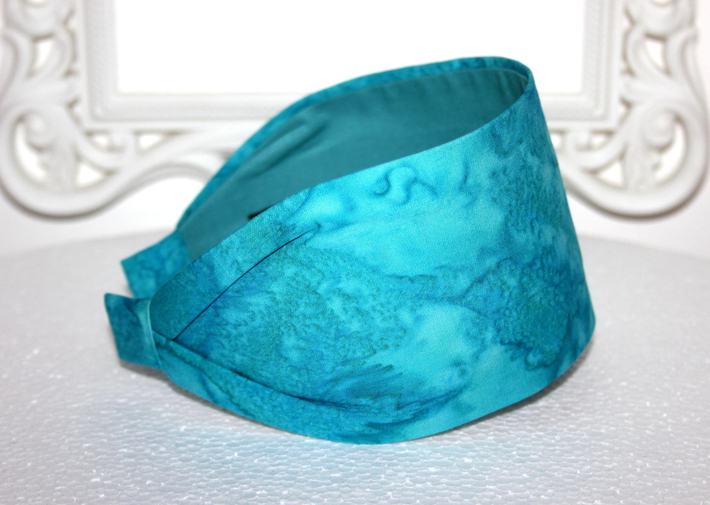 Turquoise Ombre Batik wide cotton hairband bandana abstract print