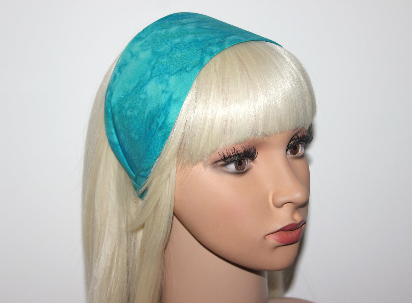 Turquoise Ombre Batik wide cotton hairband bandana abstract print