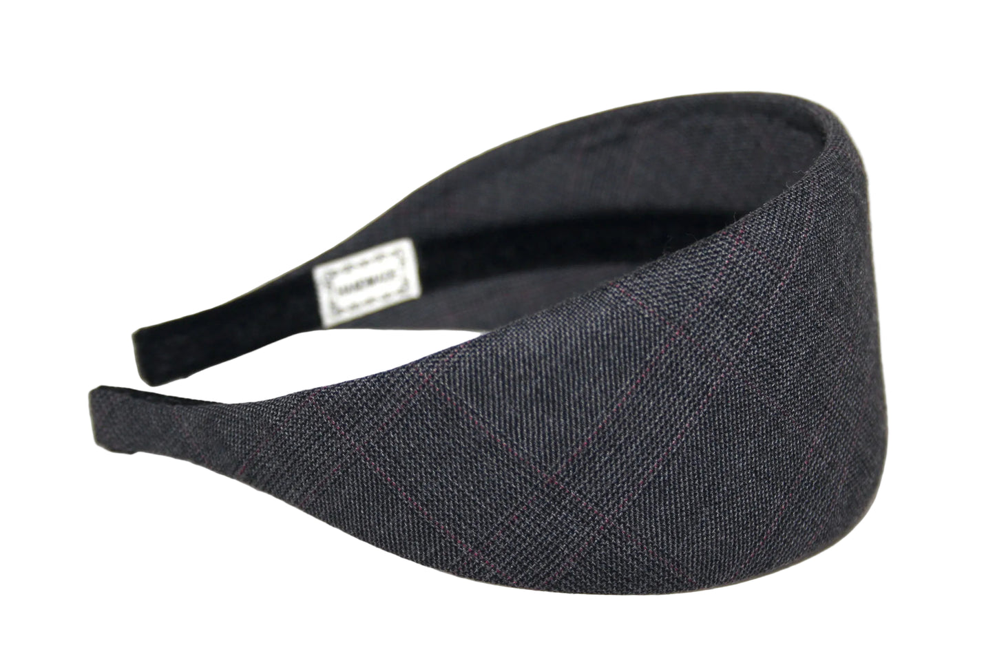 Dark Gray Plaid wool headband, Soft cold wool hairband, plastic free... NEW