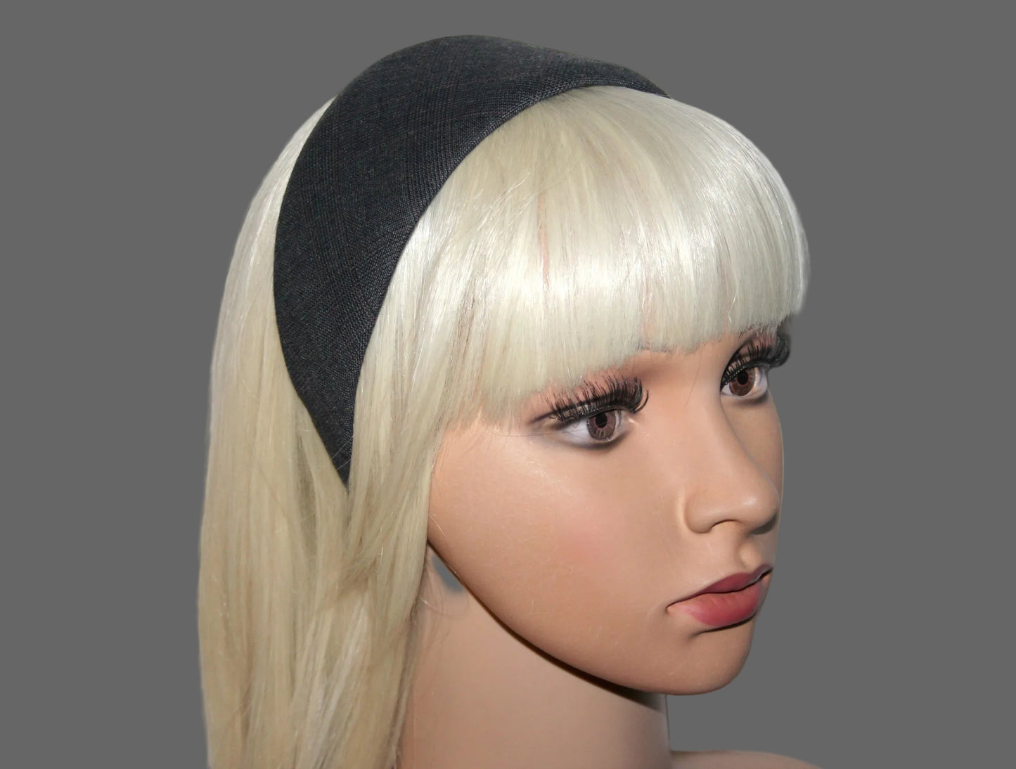 Dark Gray Plaid wool headband, Soft cold wool hairband, plastic free... NEW