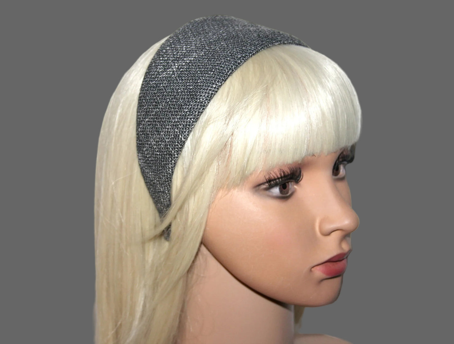 Black & Silver fashion headband, Viscose hairband scarf, plastic free... NEW