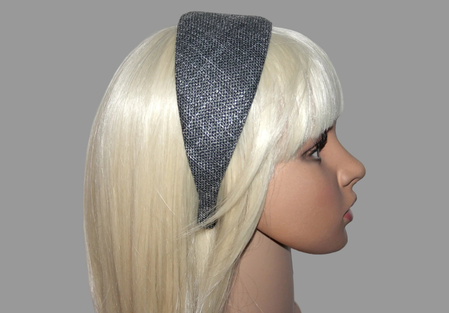 Black & Silver fashion headband, Viscose hairband scarf, plastic free... NEW