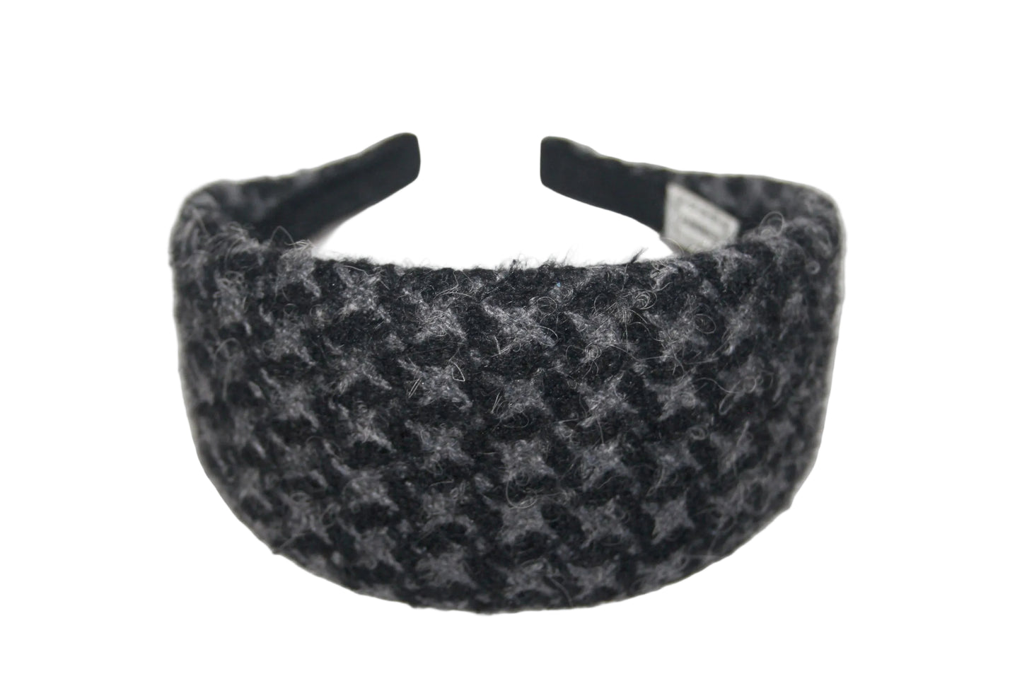 Houndstooth thick wool headband, Black & Dark Gray hairband, plastic free... NEW