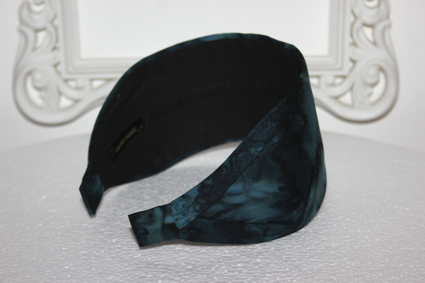 Dark Bluish Gray ombre headband for women Extra wide batik hairband