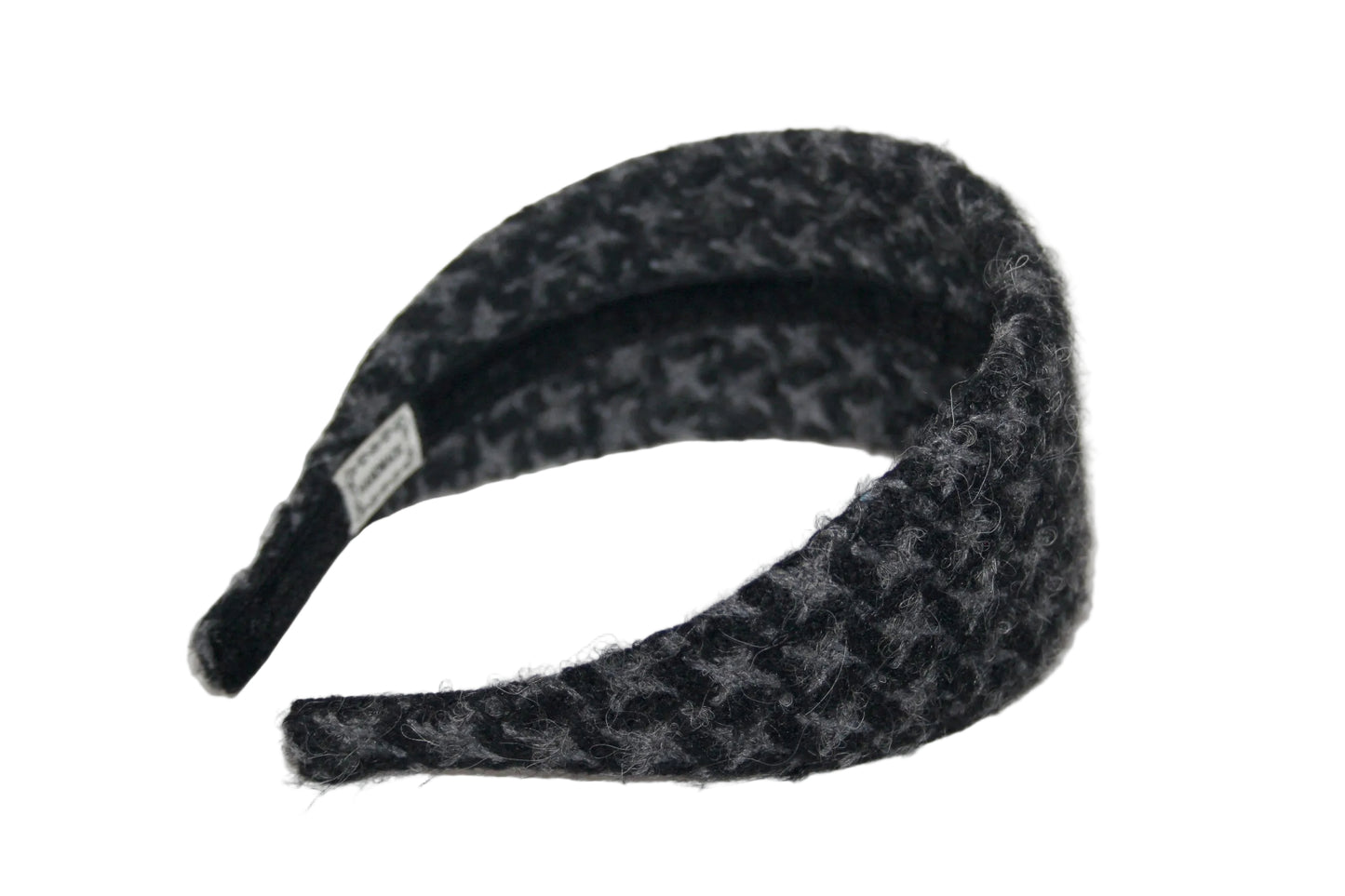 Houndstooth thick wool headband, Black & Dark Gray hairband, plastic free... NEW