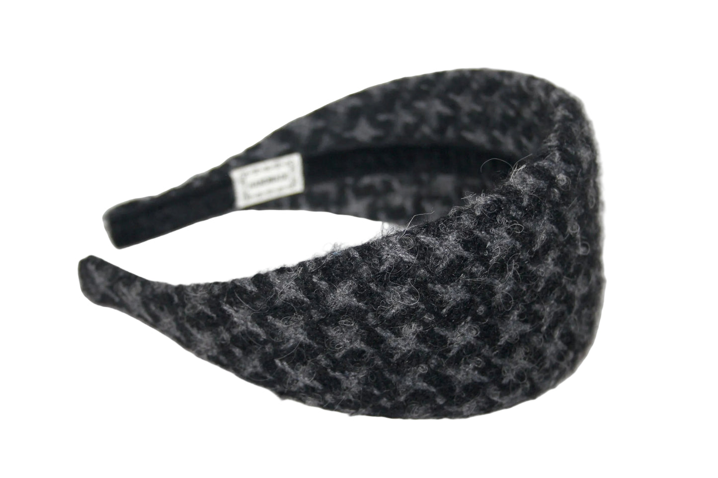 Houndstooth thick wool headband, Black & Dark Gray hairband, plastic free... NEW