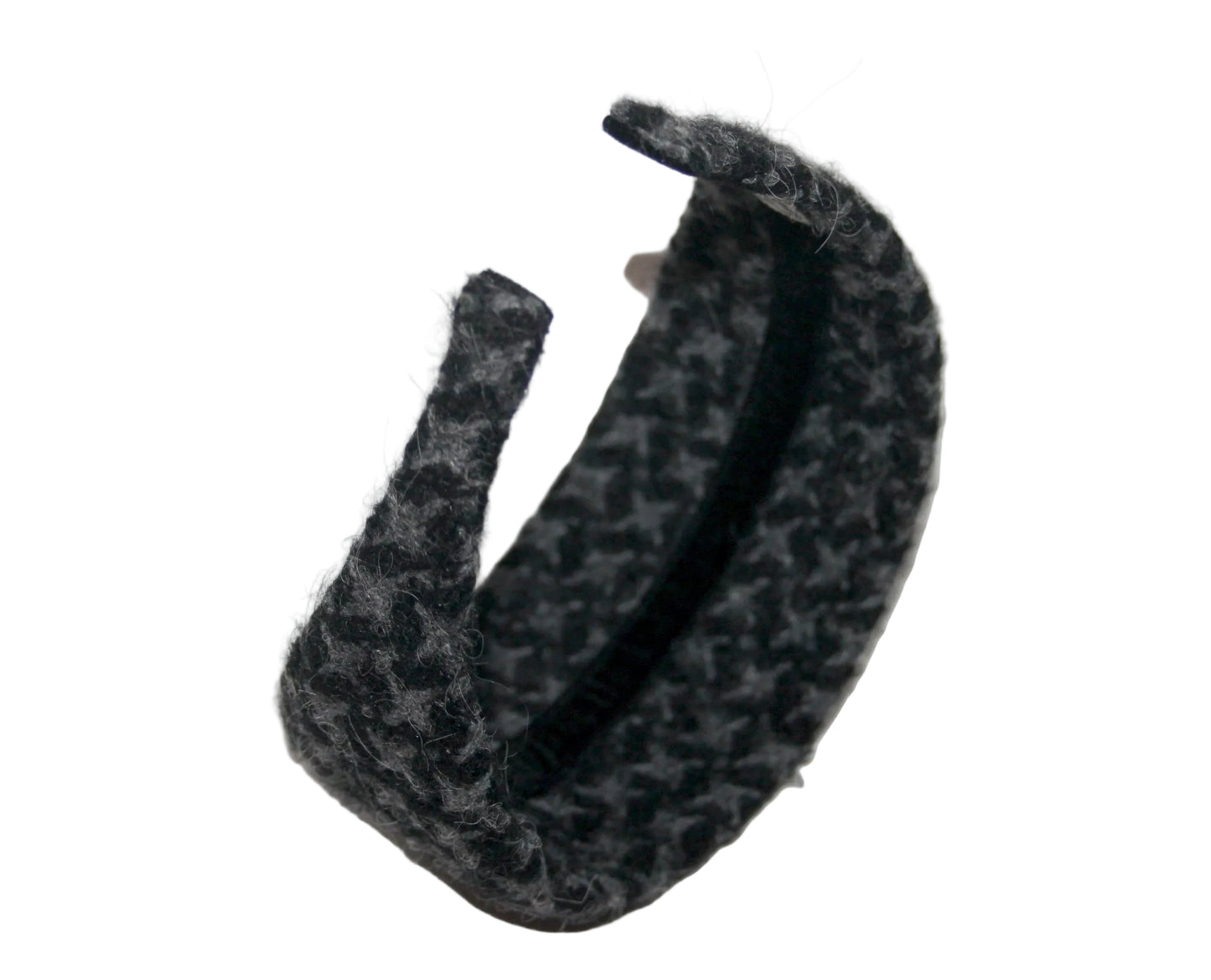 Houndstooth thick wool headband, Black & Dark Gray hairband, plastic free... NEW