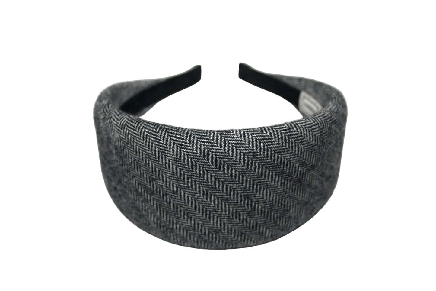 Herringbone wool padded headband, Black&White puffy hairband, plastic free... NEW