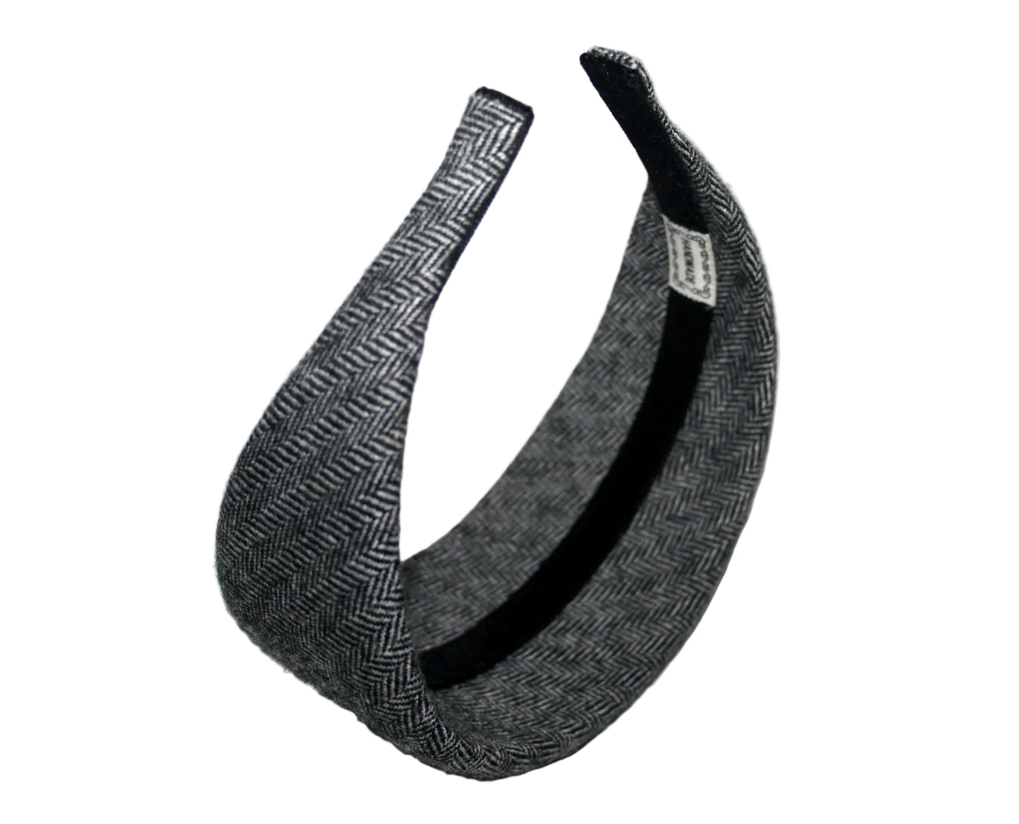 Herringbone wool padded headband, Black&White puffy hairband, plastic free... NEW