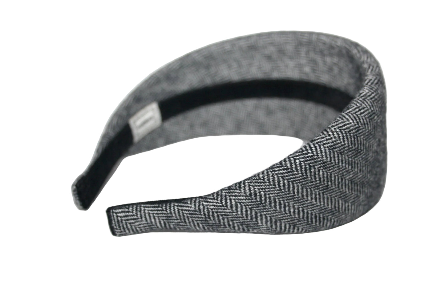 Herringbone wool padded headband, Black&White puffy hairband, plastic free... NEW