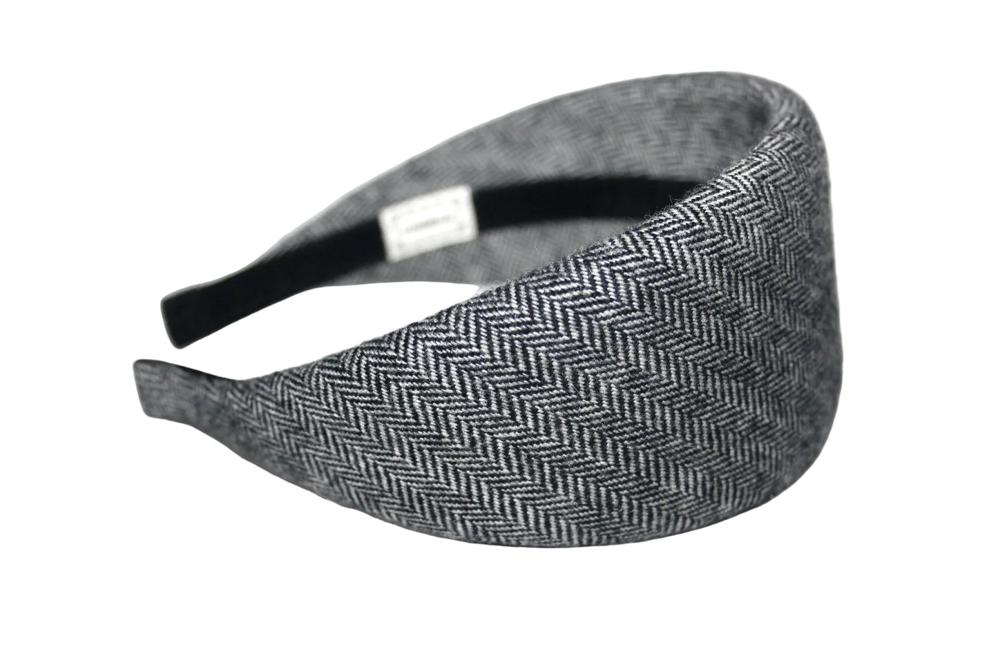 Herringbone wool padded headband, Black&White puffy hairband, plastic free... NEW