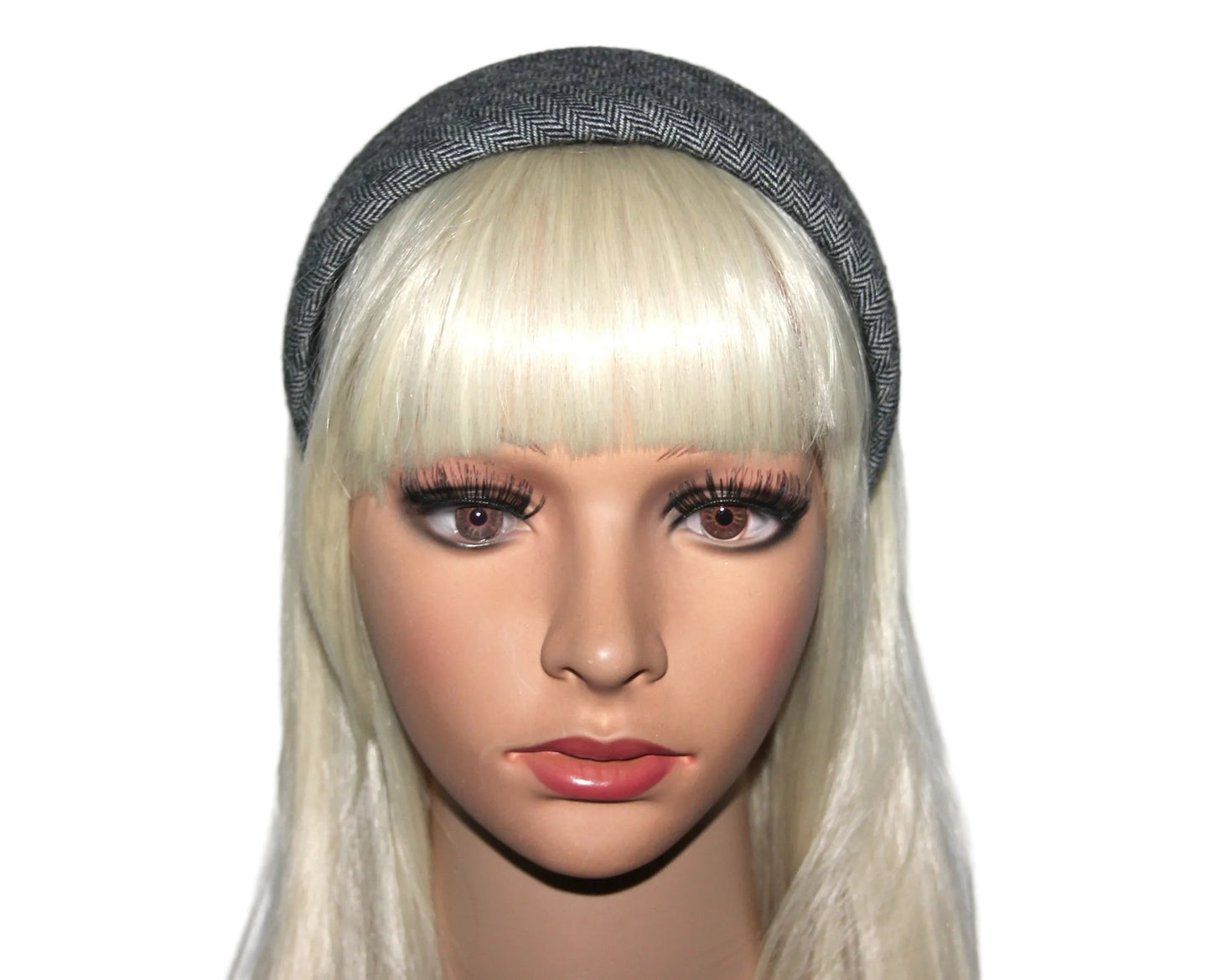 Herringbone wool padded headband, Black&White puffy hairband, plastic free... NEW