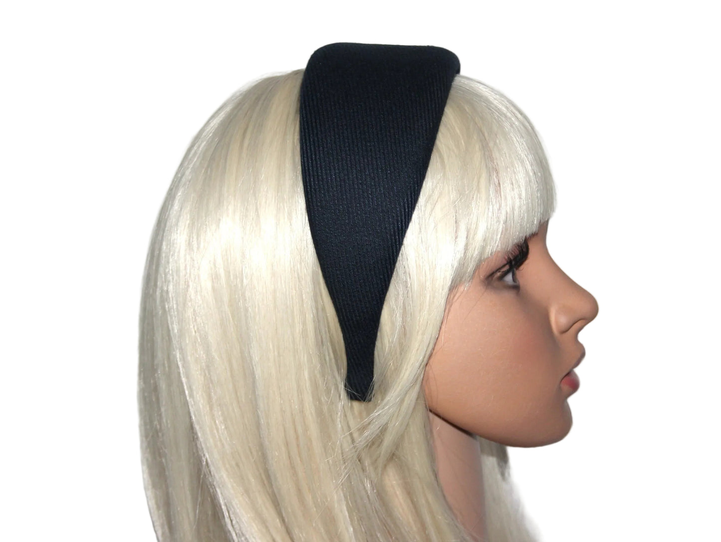 Dark Blue & Black stripe padded headband, Wool blend viscose hairband, plastic free... NEW
