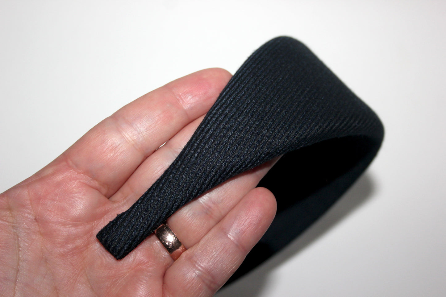 Dark Blue & Black stripe padded headband, Wool blend viscose hairband, plastic free... NEW