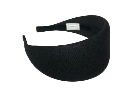 Linen padded headband, Black Puffy hairband scarf, plastic free... NEW