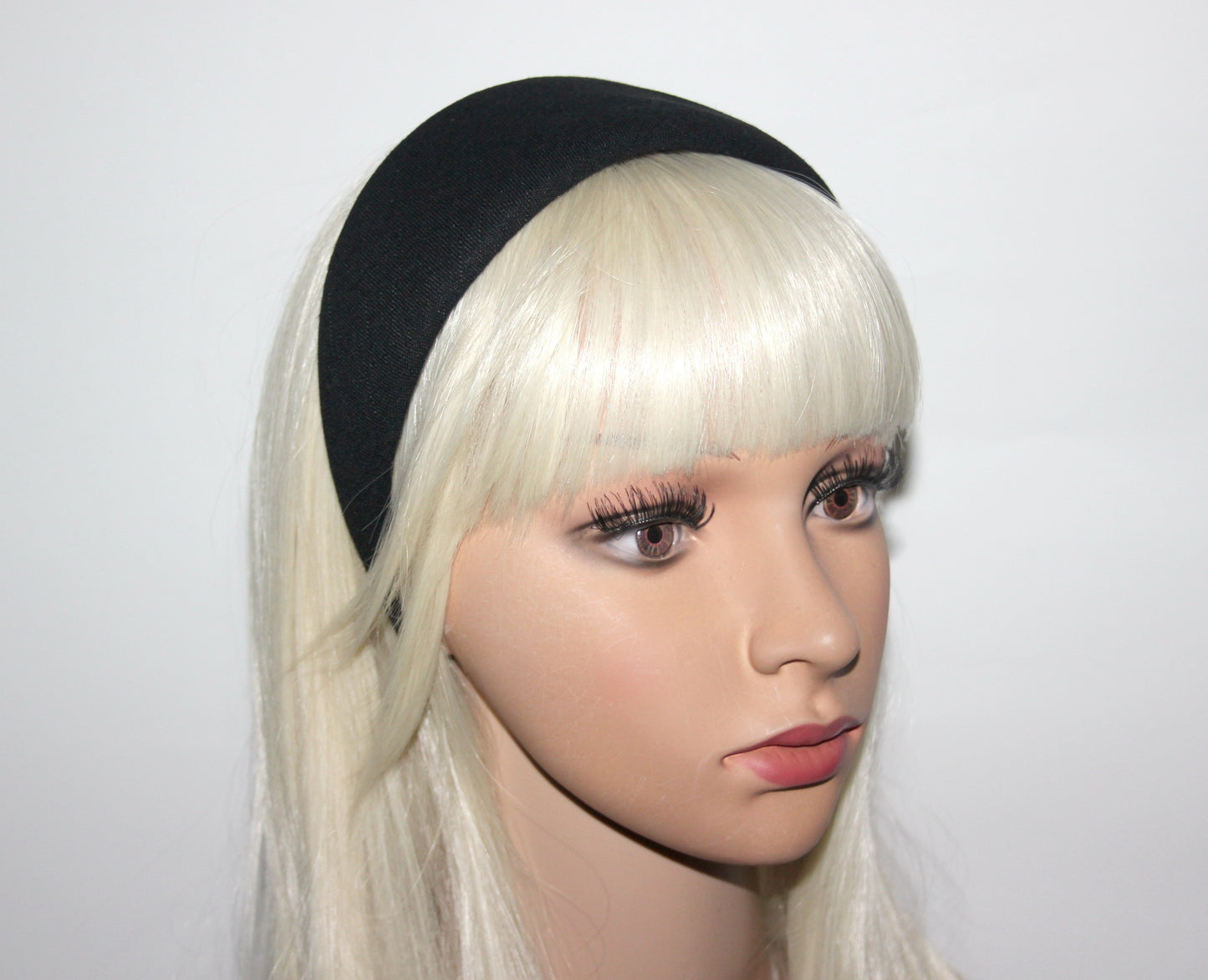 Linen padded headband, Black Puffy hairband scarf, plastic free... NEW