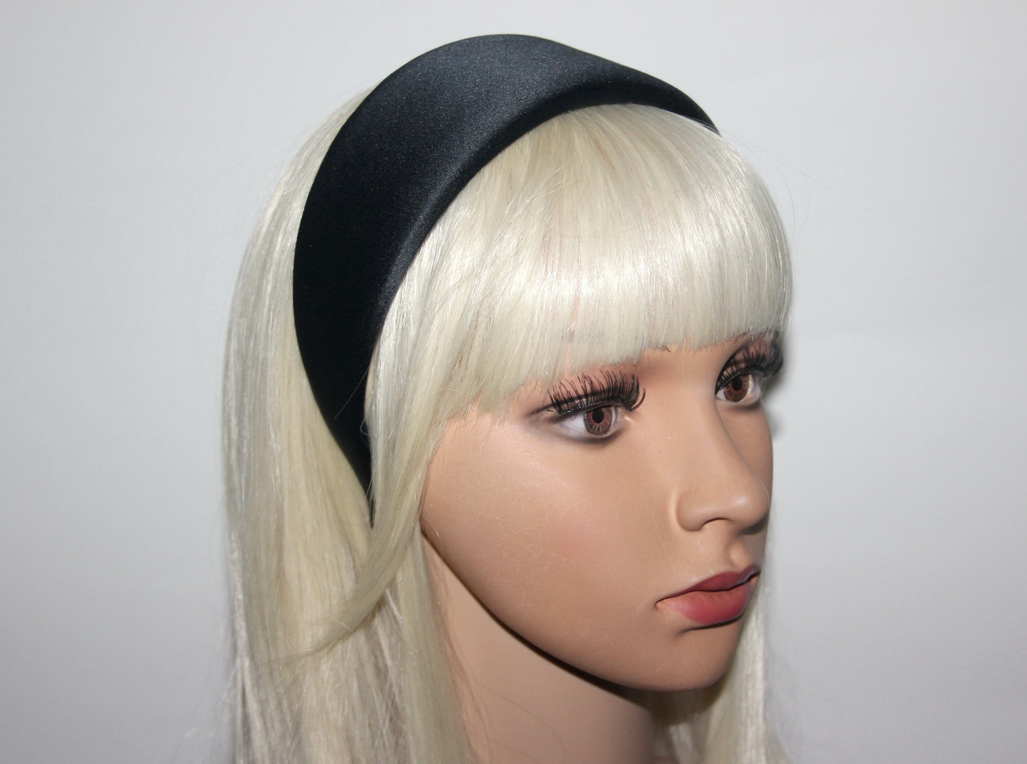 Natural Satin padded headband, Off Black puffy hairband, plastic free... NEW