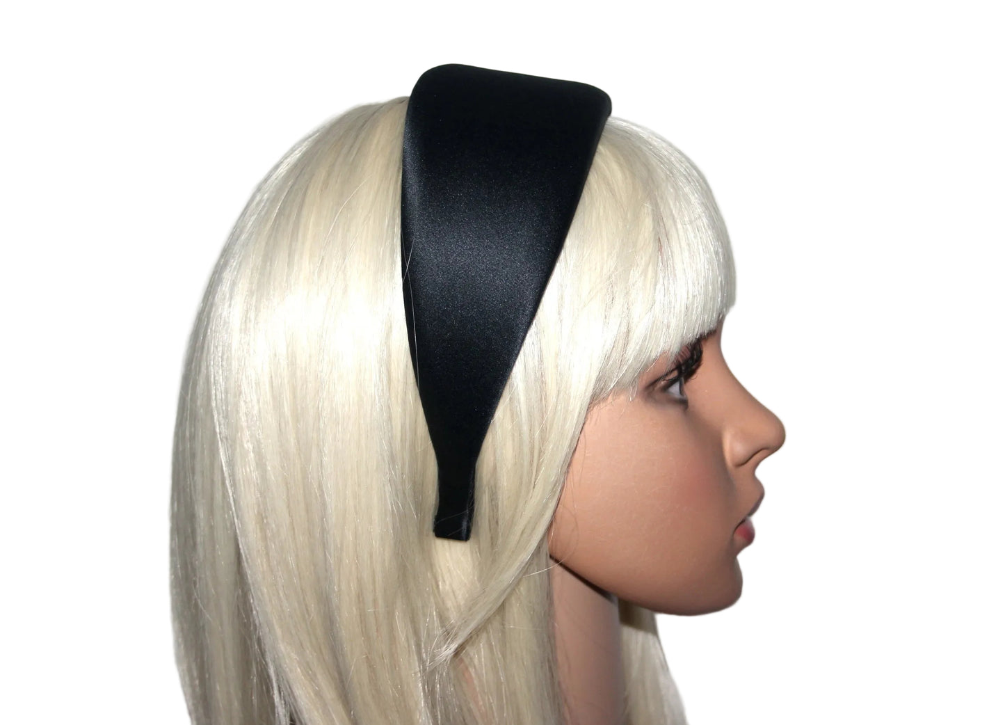 Natural Satin padded headband, Off Black puffy hairband, plastic free... NEW