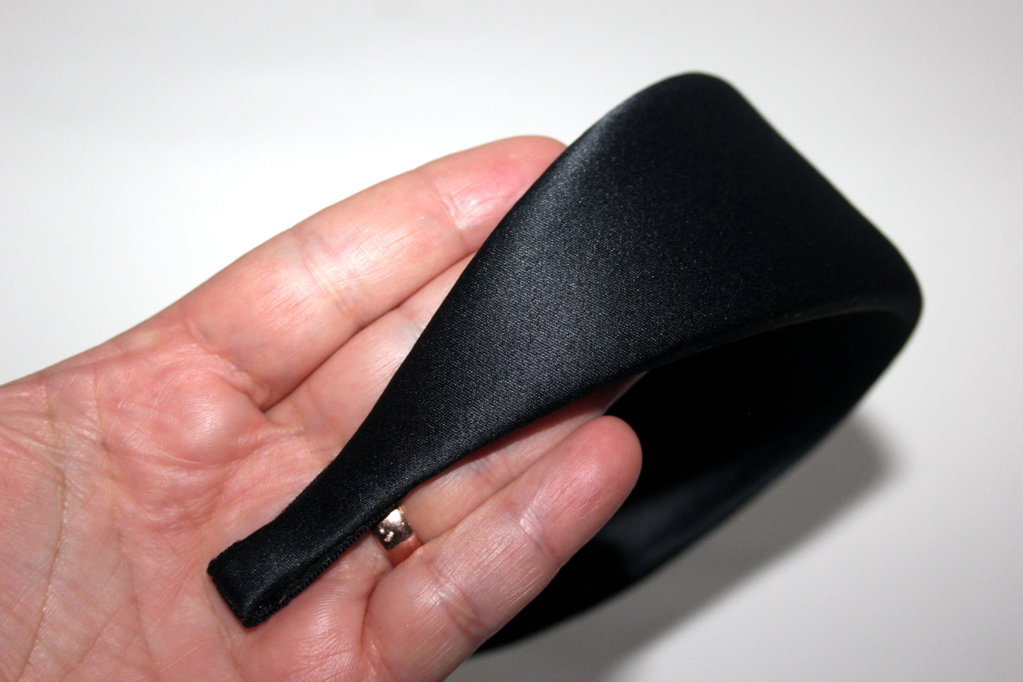 Natural Satin padded headband, Off Black puffy hairband, plastic free... NEW