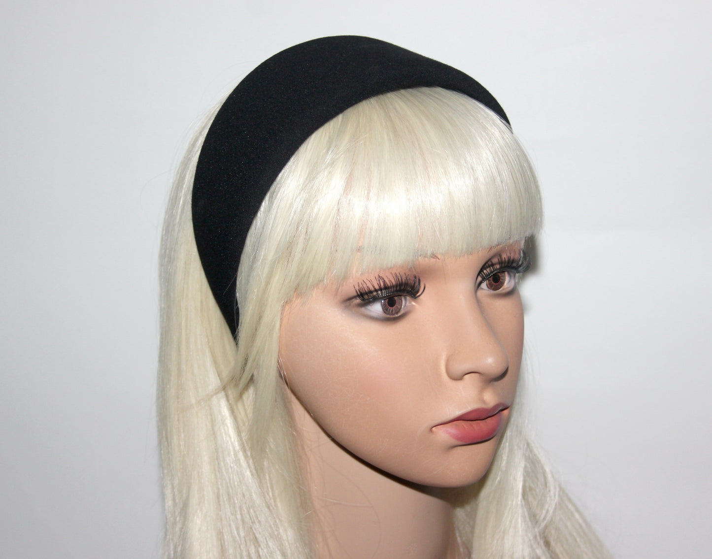 Cotton padded headband, Black jersey puffy hairband, plastic free... NEW