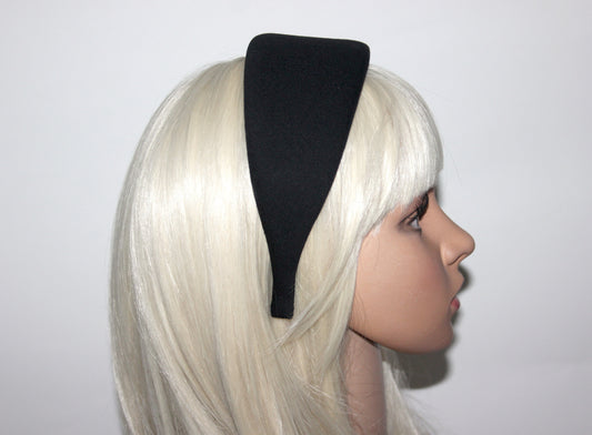 Cotton padded headband, Black jersey puffy hairband, plastic free... NEW