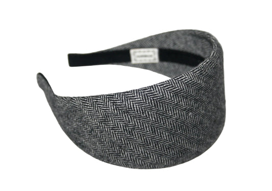 Herringbone wool headband, Black & White hairband scarf, plastic free... NEW