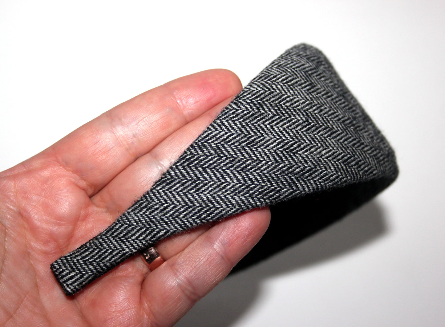 Herringbone wool headband, Black & White hairband scarf, plastic free... NEW