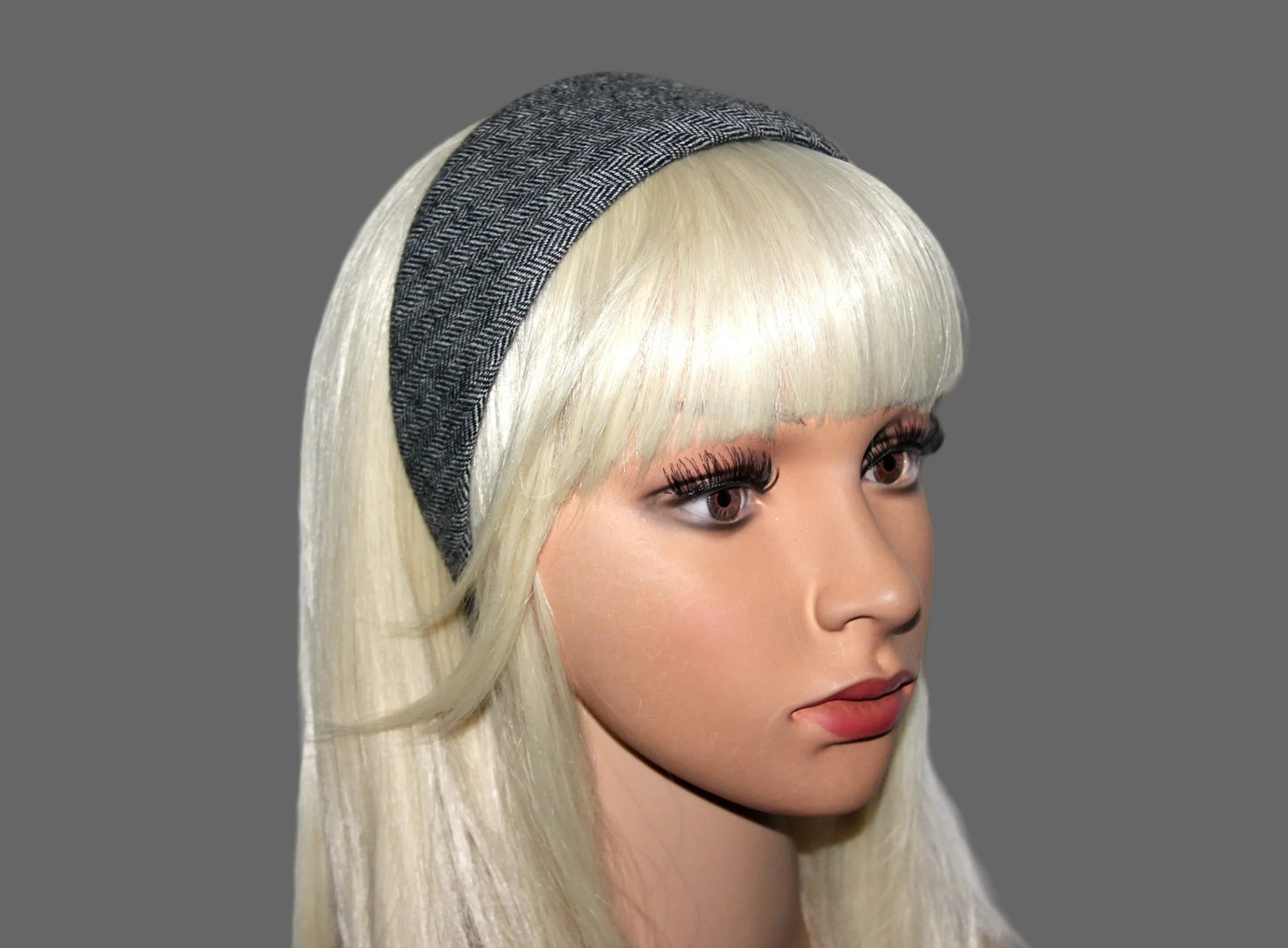 Herringbone wool headband, Black & White hairband scarf, plastic free... NEW