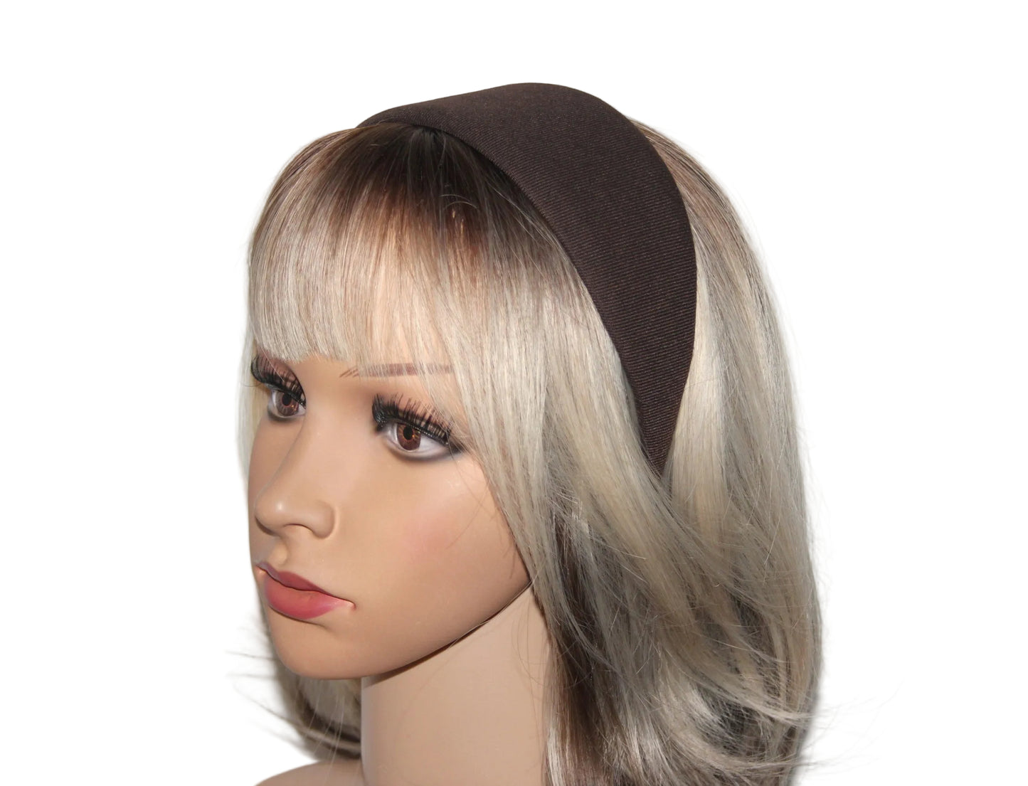 Dark Brown fabric headband Wide head scarf, plastic free... NEW