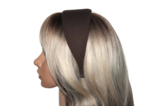 Dark Brown fabric headband Wide head scarf, plastic free... NEW