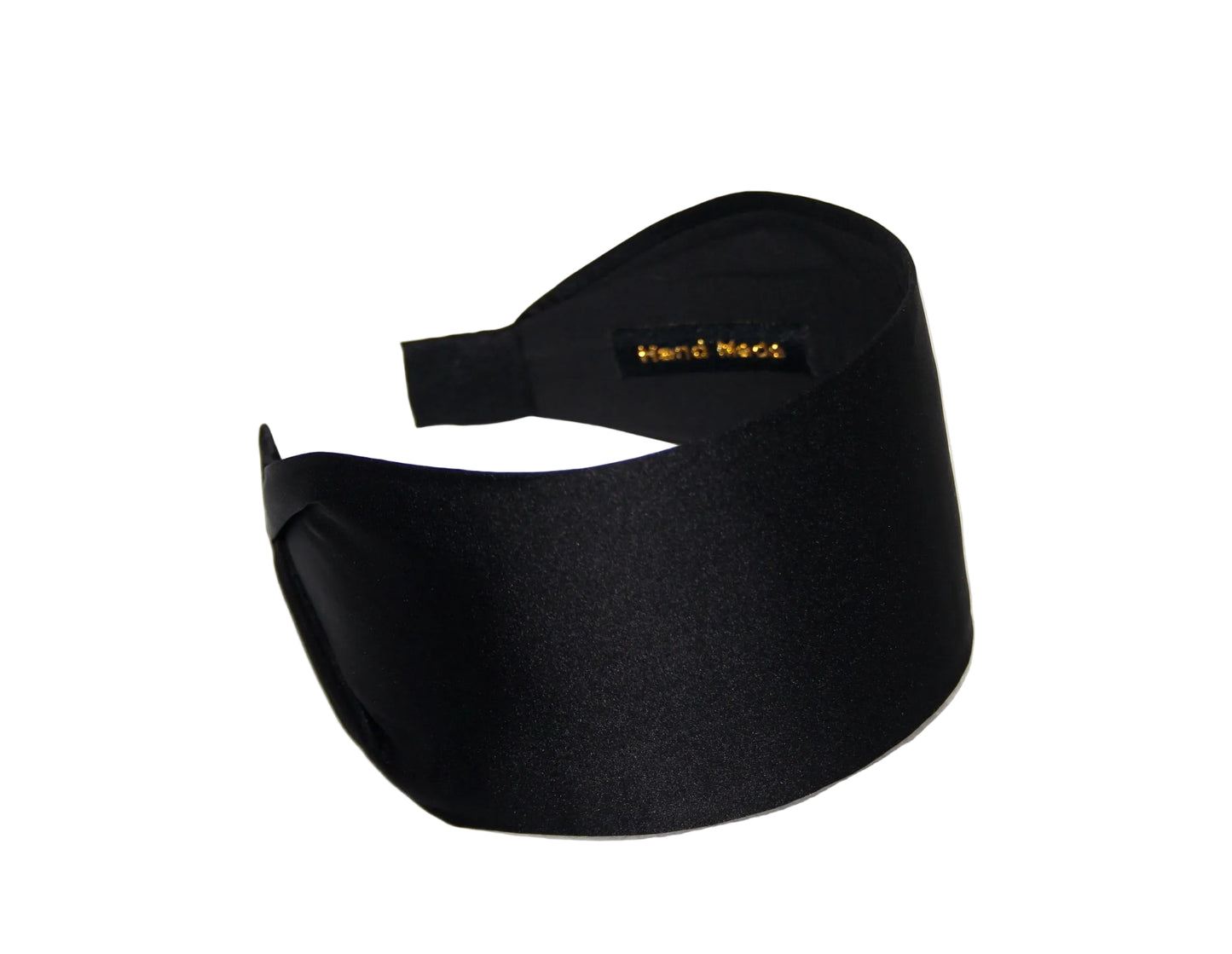 Black flat satin headband Wide plain head scarf